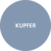 Blauer Kreis mit weißem Text „KUPFER" - laseric.de