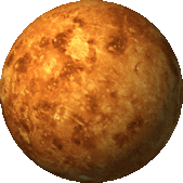 Eine animierte Rotation der Venus ohne Atmosphäre. Dass sie sich im Gegensatz zu den meisten Planeten in die falsche Richtung dreht, wird hier deutlich.