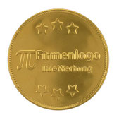 Schokoladen Münze mit eigenem Logo personalisierbar.