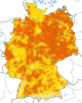 Karte zur Verbreitung der Feldlerche in Deutschland