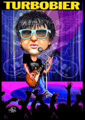 Karikaturen zeichnen lassen, ein Rocker mit Gitarre aus Wien.