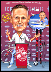 Karikaturen zeichnen lassen, ein Red Bull Salzburg-Funktionär.