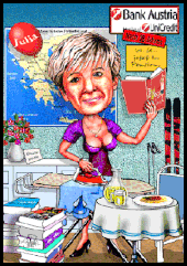 Karikaturen zeichnen lassen, Eine Frau ist in Pension.