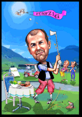 Karikaturen zeichnen lassen, ein Golfer im Pech.