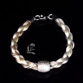 Pferdehaararmband rund geflochten, Fassperle