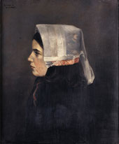 Louis-Marie Désiré-Lucas, La jeune Ouessantine, 1886, huile sur toile, collection musée des beaux-arts de Brest métropole.
