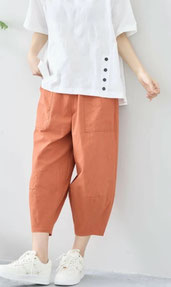 コクーン型綿パンツ  フォーユー価格　1,980円(税込)  ウォッシュド加工が 施されています   