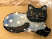 まめまめ舎 水玉猫(青)七宝ブローチ ¥6,500 50㎜×30㎜