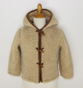 gilet enfant en laine naturelle de mouton avec capuche manche longue blouson veste cardigan hiver peaux fourrures pas cher site agneau lainage marron 2 ans 4 - 6 - 8 - 10 only mouton
