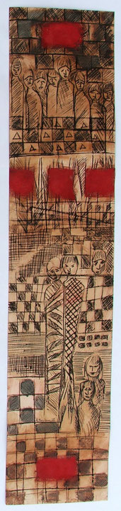 Le damier figuré 80x35 cm, mixed media on peper.