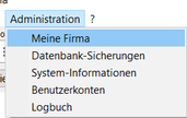 Meine Firma Administration Menü