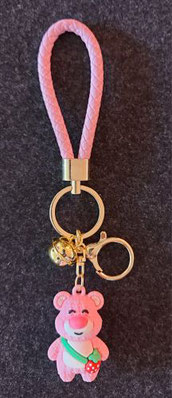 Schlüsselanhänger "rosa Teddy mit Glöckchen"