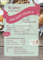 Druckatelier46 Mülchi Gestaltung Flyer Jubiläumsbrunch 10 Jahre Dorfleist Mülchi