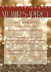 Druckatelier 46 Mülchi, Bern, Schweiz - Gestaltung Flyer Neujahrsapéro Gemeinde Fraubrunnen