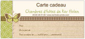 Carte-cadeau chambres d'hôtes de Ker Holen à St-Lyphard