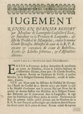 LEX.17.015 Jugement ... contre Claude Brousson (Montpellier, 1698) / © Sammlung PRISARD