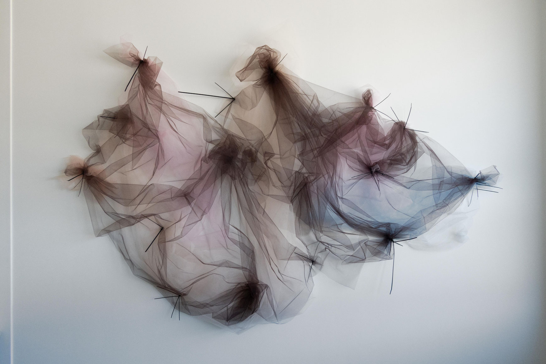 "bounded" wall-installation, 1,5 x 2 m, tulle, cable-ties, 2026