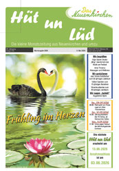 Die Ansicht der Titelseite der Zeitung "Hüt un Lüd", gesetzt bei Astrid Röben Printmedien in Neuenkirchen.