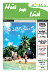 Die Ansicht der Titelseite der Zeitung "Hüt un Lüd", gesetzt bei Astrid Röben Printmedien in Neuenkirchen.