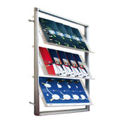 Wallmate Wand-Prospekthalter aus Aluminiumprofilen mikt schwenkbaren Acrylablagen