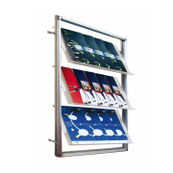 Wallmate Wand-Prospekthalter aus Aluminiumprofilen mikt schwenkbaren Acrylablagen