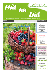 Die Ansicht der Titelseite der Zeitung "Hüt un Lüd", gesetzt bei Astrid Röben Printmedien in Neuenkirchen.