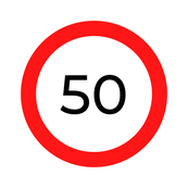 Geschwindigkeitsbegrenzung 50 in Frankreich.