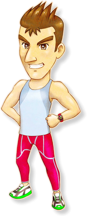 Wally's new 2023 design, with slimmer pants and more subtle shoes.