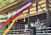 蚊里田八幡宮　春季例祭　巫女舞　神楽殿