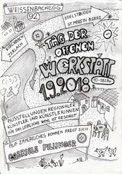 Plakat zum Tag der offenen Werkstatt am 1.9. in der Knopfwerkstatt