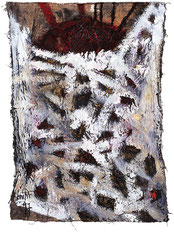 Eduard Bousrd Bangerl, "mana",(Kopf Macht), Mischtechnik / Molino,  75 x 61 cm, 1997