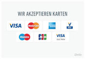 Wir akzeptieren Kartenzahlung, EC Zahlung, Visa, Mastercard, Maestro, V Pay, American Express, JCB
