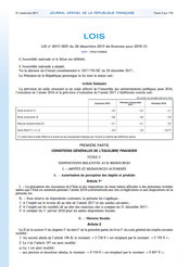 Loi 2017-1837 de finances 2018