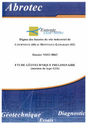 Etude géotechnique préliminaire, digues des bassins de... 2013