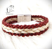 Pferdehaararmband Leder umflochten