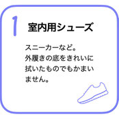 ダンスを踊れそうな室内用シューズ　スニーカーなど。外履きの底をきれいに拭いたものでもかまいません。