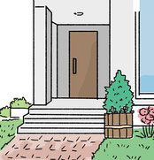 戸建て住宅の玄関イラスト