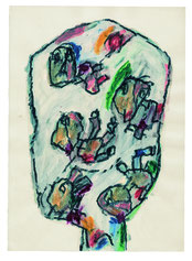 François Dilasser, Sans titre, série Têtes, 1993, acrylique et fusain sur papier, collection particulière. © ADAGP, Paris, 2016.
