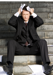 Confused man trying to book stand up comedy night for an event