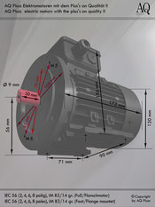Fuß-Flanschmotor B34gr 0,12 Kw, 2 polig ca. 2800 U/min IEC 56B HTM 120 / 180. 