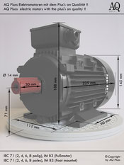 Fussmotor in B3  0,37 KW  4 polig ca. 1400 U/min IEC 71 (B)  HTM 120 HTM 180