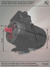 Fuß-Flanschmotor B34kl 0,25 Kw, 2 polig ca. 2800 U/min IEC 63B HTM 120-180 