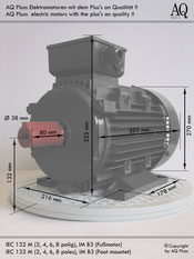 Fussmotor in B3 7,5 KW 4 polig ca. 1400 U/min IEC 132M (A) HTM 120 HTM 180