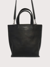  petit sac cabas cuir noir lisere noir fait main paris sellier atelier la colombe made in france