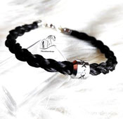 Pferdehaararmband, rund geflochten, Perle gemustert