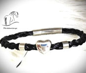 Pferdehaararmband, geschlossene Herzperle, 2 Hülsen