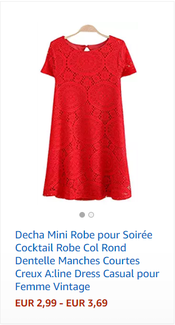 Decha Mini Robe pour Soirée Cocktail Robe Col Rond Dentelle Manches Courtes Creux A:line Dress Casual pour Femme Vintage