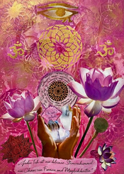 Rosafarbenes Bild in der Mixed Media Intuitve Art Technik zum Kronen Chakra