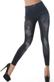 jeans print legging gescheurd zwart
