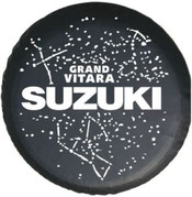 housse roue de secours suzuki grand vitrara - couvre-roue noir avec logo écriture blanche
